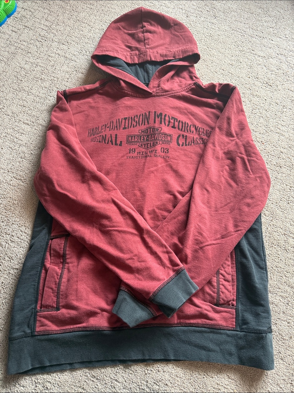 Harley-Davidson Red & Charcoal Pullover Hoodie